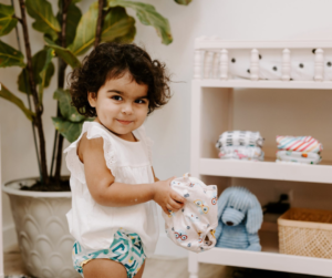 Toddler girl wearing Luludew diaper
