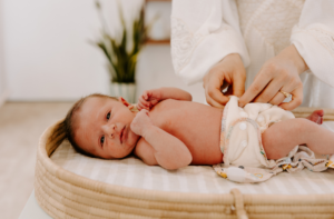 baby in fitted diaper